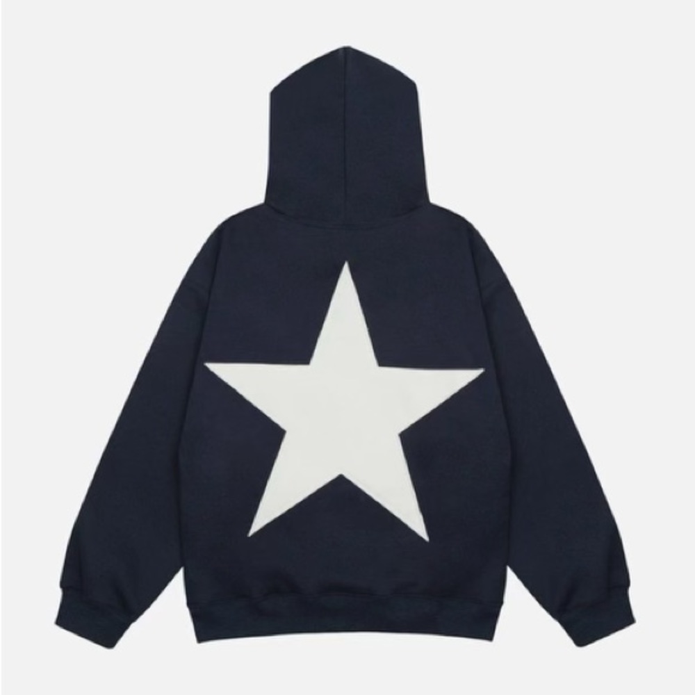 Aelfric Eden Star Print Color Contrast Hoodie size xs navy blue